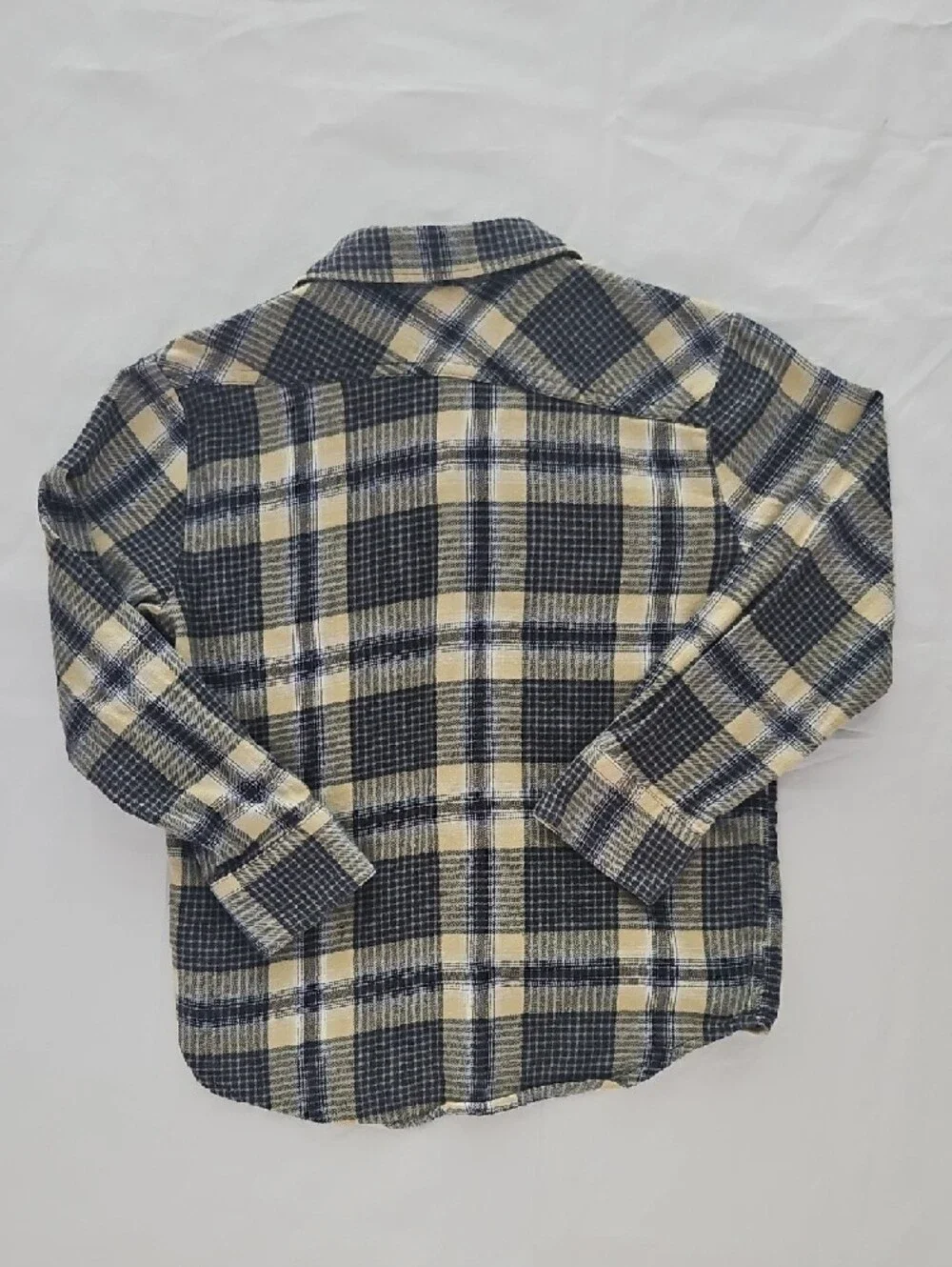 Volcom Kids Plaid Button-Down Shirt - Navy & Yellow Flannel SIZE 4